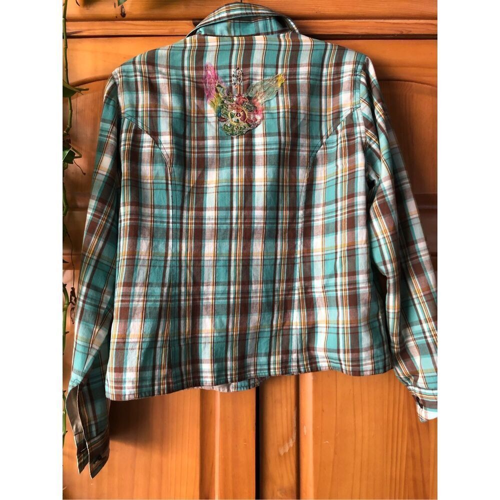 Plaid Blazer with Floral Embroidery - Picture 6 of 13